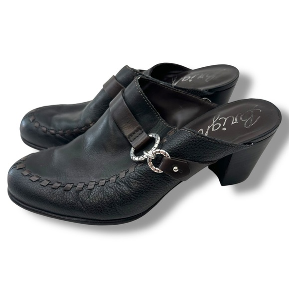 Brighton Shoes - Brighton Gemimi Leather Clog Mule Black and Brown 9
